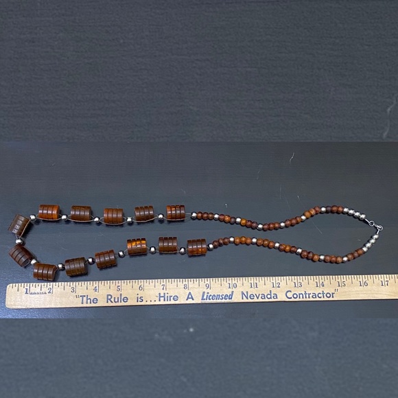 Vintage Cherry Amber Bakelite? Barrel Beaded 34” Long Necklace - Picture 10 of 12